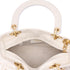 Christian Dior Lady Dior Medium Bag Handbag Cream Leather Studded